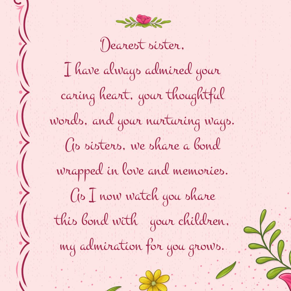 Prime Greetings Sister Mother's Day Card, Made in America, Eco-Friendly, Thick Card Stock with Premium Envelope 5in x 7.75in, Packaged in Protective Mailer