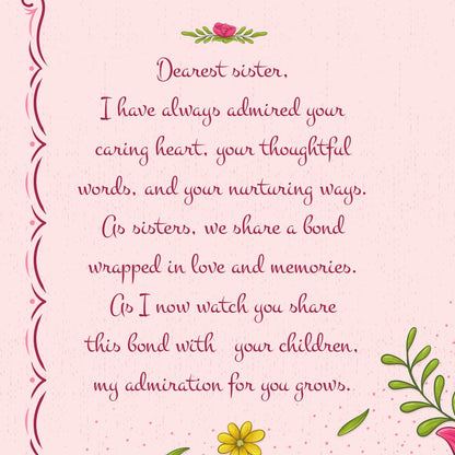 Prime Greetings Sister Mother's Day Card, Made in America, Eco-Friendly, Thick Card Stock with Premium Envelope 5in x 7.75in, Packaged in Protective Mailer