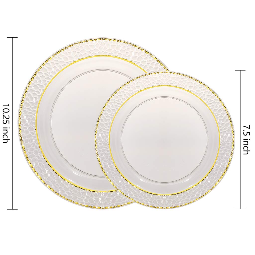 Nervure 102PCS Black Plastic Plates - Disposable Black Party Plates Include 51PCS 10.25inch Dinner Plate & 51PCS 7.5inch Dessert Plate for Halloween & Party & New Year & Father's Day