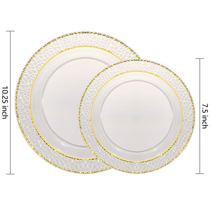 Nervure 102PCS Black Plastic Plates - Disposable Black Party Plates Include 51PCS 10.25inch Dinner Plate & 51PCS 7.5inch Dessert Plate for Halloween & Party & New Year & Father's Day