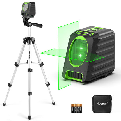 Laser Level with Tripod, Huepar 150Ft Self Leveling Lazer Level Outdoor Use, 150° Vertical Green Cross Line Level Laser for Picture Hanging, Tile, Construction Project - Pulse Mode (25.6 in Tripod)