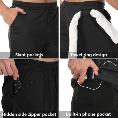 JWJ 3 Pack Men's 2 in 1 Workout Running Shorts 7 Inch Lightweight Athletic Gym Shorts with Compression Liner Black Dark Grey Light Grey L