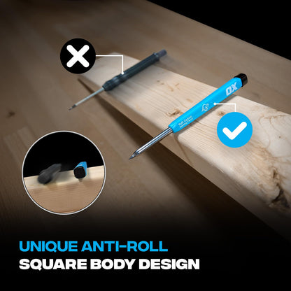 OX Tools Pro Tuff Carbon Marking Pencil with Holder, Sharpener, & Belt Clip - Heavy Duty Mechanical Pencil Ideal for Carpenters, Woodworking and Construction, OX-P503201