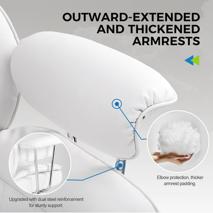 GTRACING Gaming Chair,Office Chair with Pocket Spring Lumbar Support, Ergonomic Comfortable Wide Office Desk Computer Chair with Outward Fixed Soft Armrests and Footrest,(PU Leather, White)