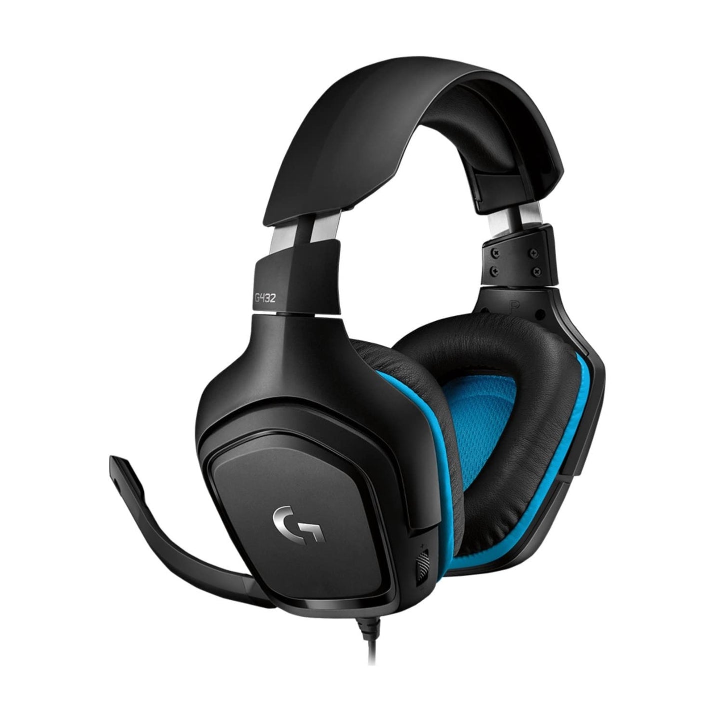 Logitech G432 Wired Gaming Headset, 7.1 Surround Sound, DTS Headphone:X 2.0, Flip-to-Mute Mic, PC (Leatherette) Black/Blue
