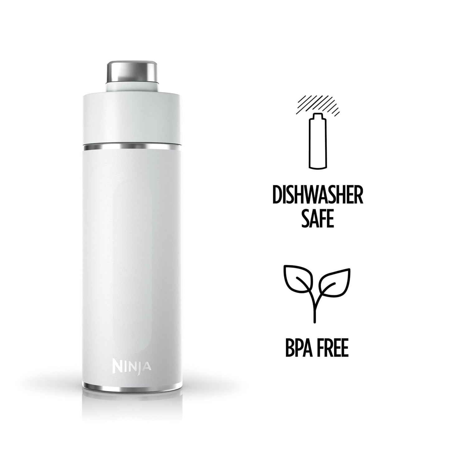 Ninja Thirsti 18oz Travel Water Bottle, For Carbonated Sparkling Drinks, Colder and Fizzier Longer, Leak Proof, 24 Hrs Cold, Dishwasher Safe, Stainless Steel Insulated Tumbler, Cloud White, DW1801WH