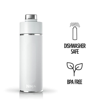 Ninja Thirsti 18oz Travel Water Bottle, For Carbonated Sparkling Drinks, Colder and Fizzier Longer, Leak Proof, 24 Hrs Cold, Dishwasher Safe, Stainless Steel Insulated Tumbler, Cloud White, DW1801WH