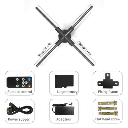 GIWOX 3D Hologram LED Fan, 3D Holographic Video Projector Supports WiFi, Phone App and TF Card, 3D Hologram Video Graphic Advertising Display for Business Exhibition Trade Holiday Show 52 cm