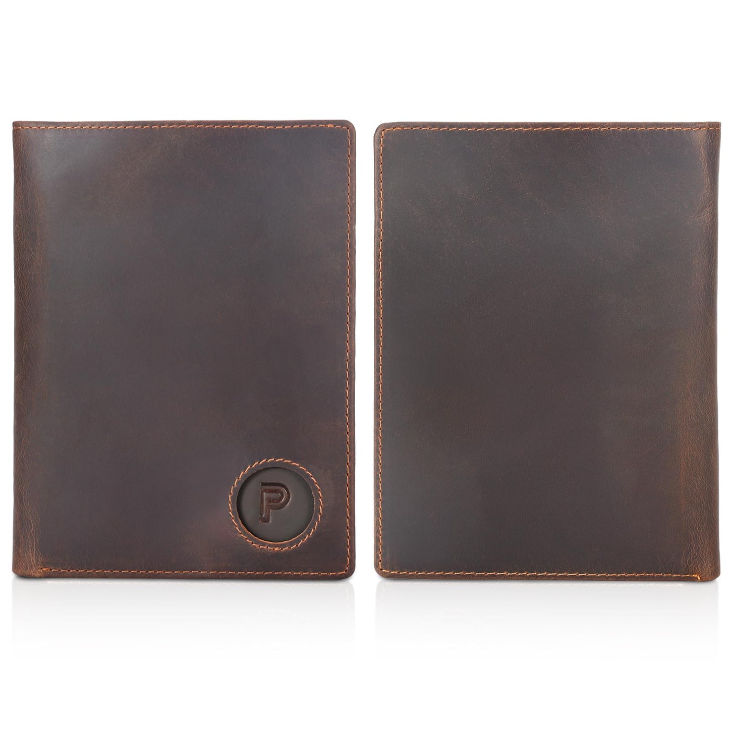 Polare Luxury RFID Blocking Leather Passport Holder Travel Wallet For Men and Women (Dark Brown with AirTag Slot)