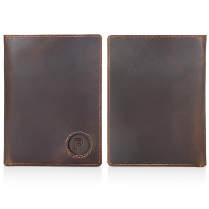 Polare Luxury RFID Blocking Leather Passport Holder Travel Wallet For Men and Women (Dark Brown with AirTag Slot)