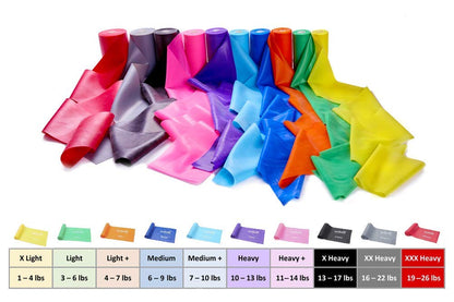 Latex-Free Resistance Band Bulk Rolls – 8, 16, 24 Yards – 10 Strength Levels – Elastic Bands for Exercise - Work Out Bands for Exercise – Includes iPhone App & eBook