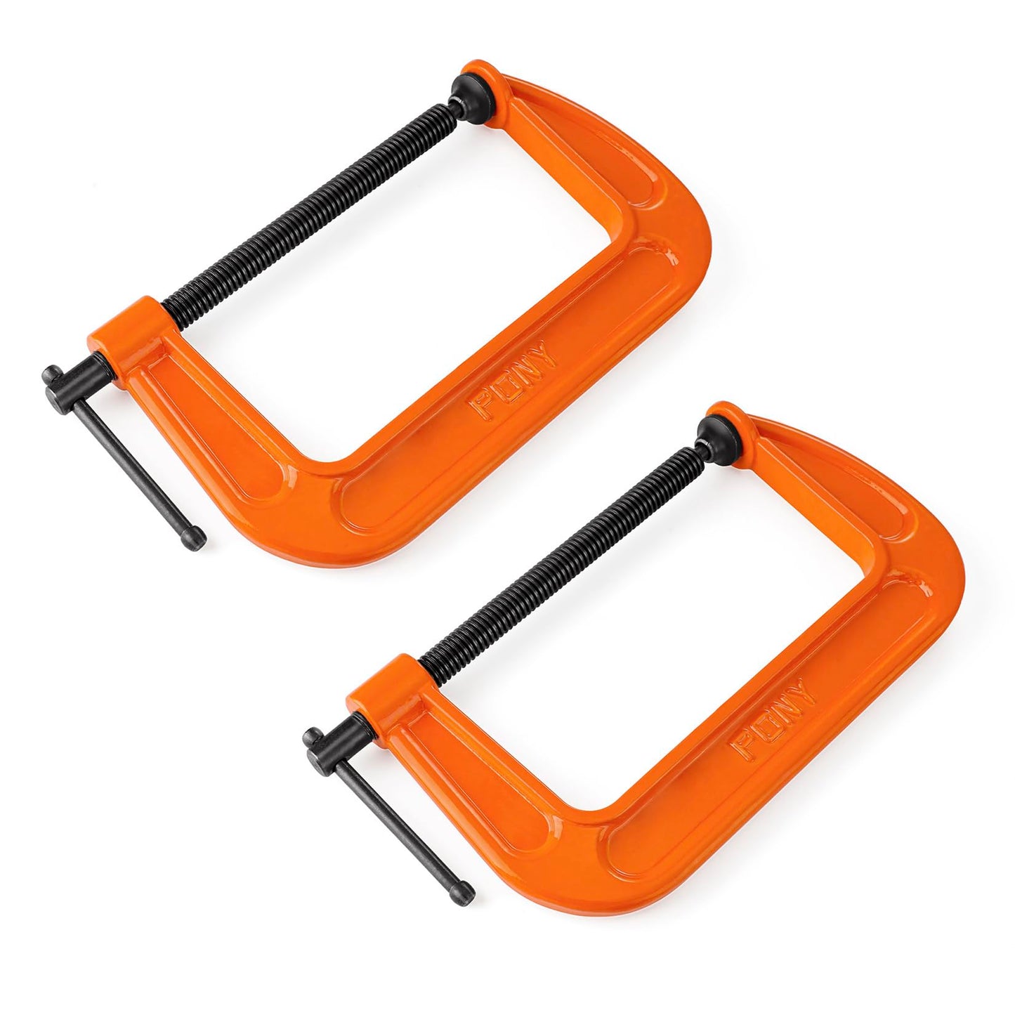 Pony 6-in C-Clamp Set, Clamps for Woodworking,1000lbs Load Limit, 2660 C-Clamp, Ideal for most DIY, Woodworking and Household Clamping Projects-2 Pack