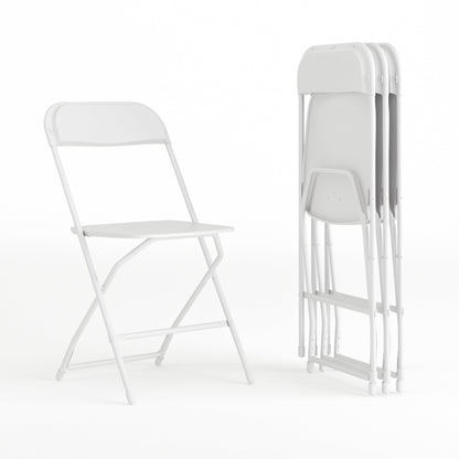 Flash Furniture Hercules Series Plastic Folding Chair - White - 4 Pack 650LB Weight Capacity Comfortable Event Chair-Lightweight Folding Chair