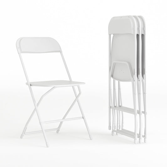 Flash Furniture Hercules Series Plastic Folding Chair - White - 4 Pack 650LB Weight Capacity Comfortable Event Chair-Lightweight Folding Chair