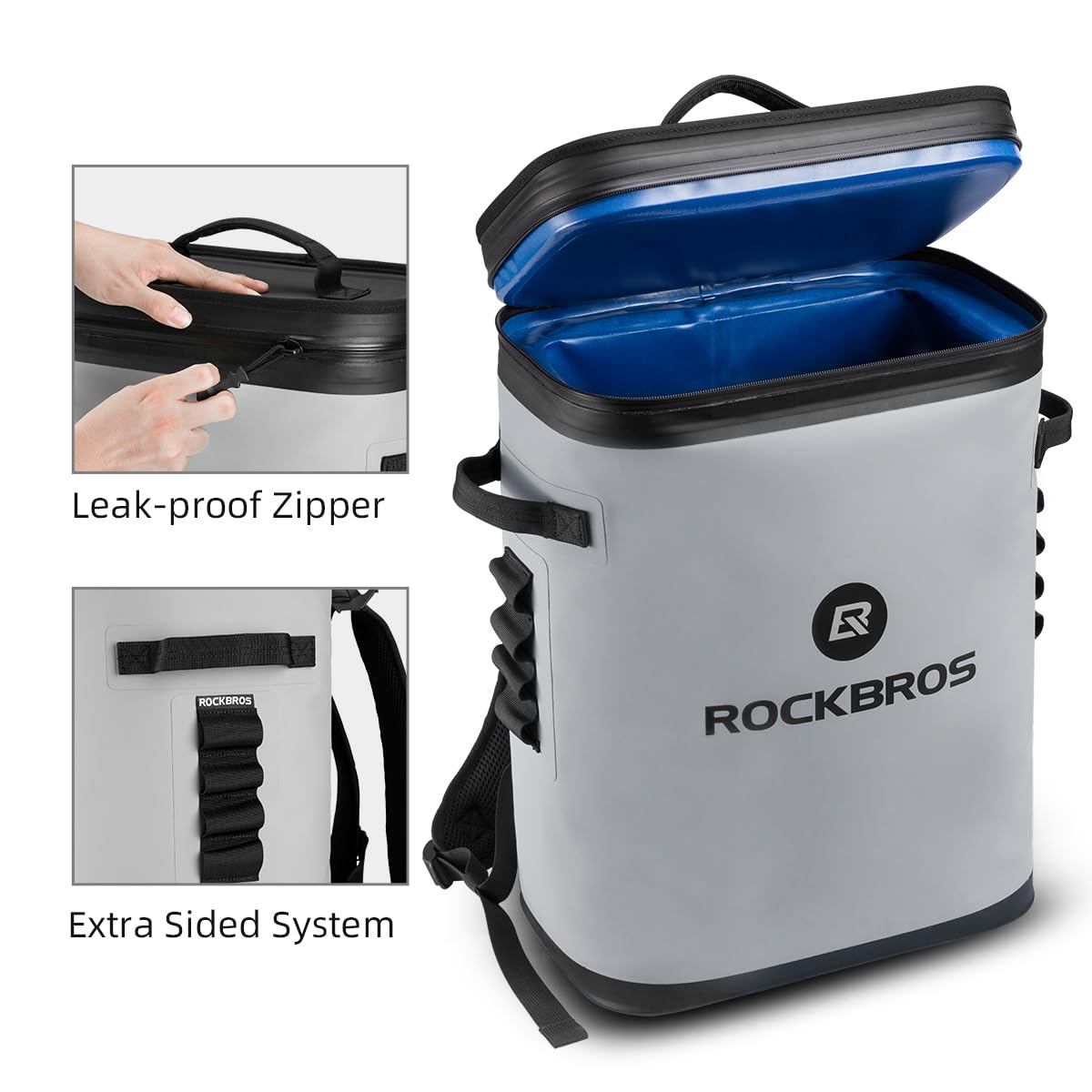 ROCKBROS Backpack Cooler Leak-Proof Soft Sided Cooler Waterproof Insulated Backpack Cooler Bag 36 Can Soft Cooler for Camping Fishing Party Outdoor Adventure Picnic
