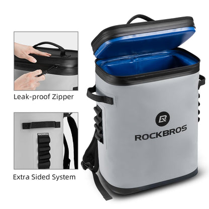 ROCKBROS Backpack Cooler Leak-Proof Soft Sided Cooler Waterproof Insulated Backpack Cooler Bag 36 Can Soft Cooler for Camping Fishing Party Outdoor Adventure Picnic