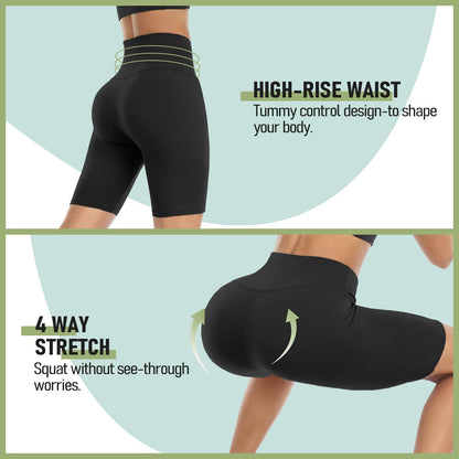 GROTEEN 7 Pack Biker Shorts for Women -5'' High Waisted Tummy Control Workout Yoga Spandex Shorts