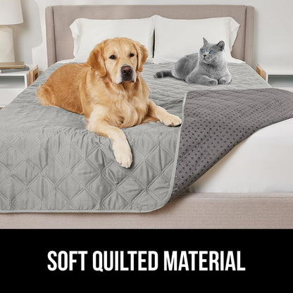 GORILLA GRIP Waterproof Dog Blanket, 82x102 Couch Cover for Dogs Washable, Protects Sofa, Furniture, Crate, Car, RV Essentials Pet Supplies, Tear and Slip Resistant Leakproof Cushion Cover, Light Gray