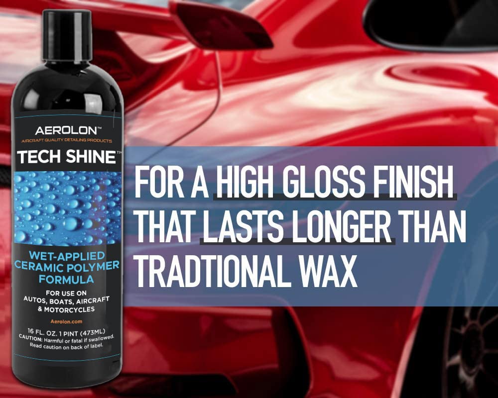 Aerolon Tech Shine: Ceramic Coating for Cars, Car Wax, Car Polish, Ceramic Polymer Coating, Hydrophobic Top Coat Polish and Sealer, Auto Detailing - One Gallon with Applicator Pad