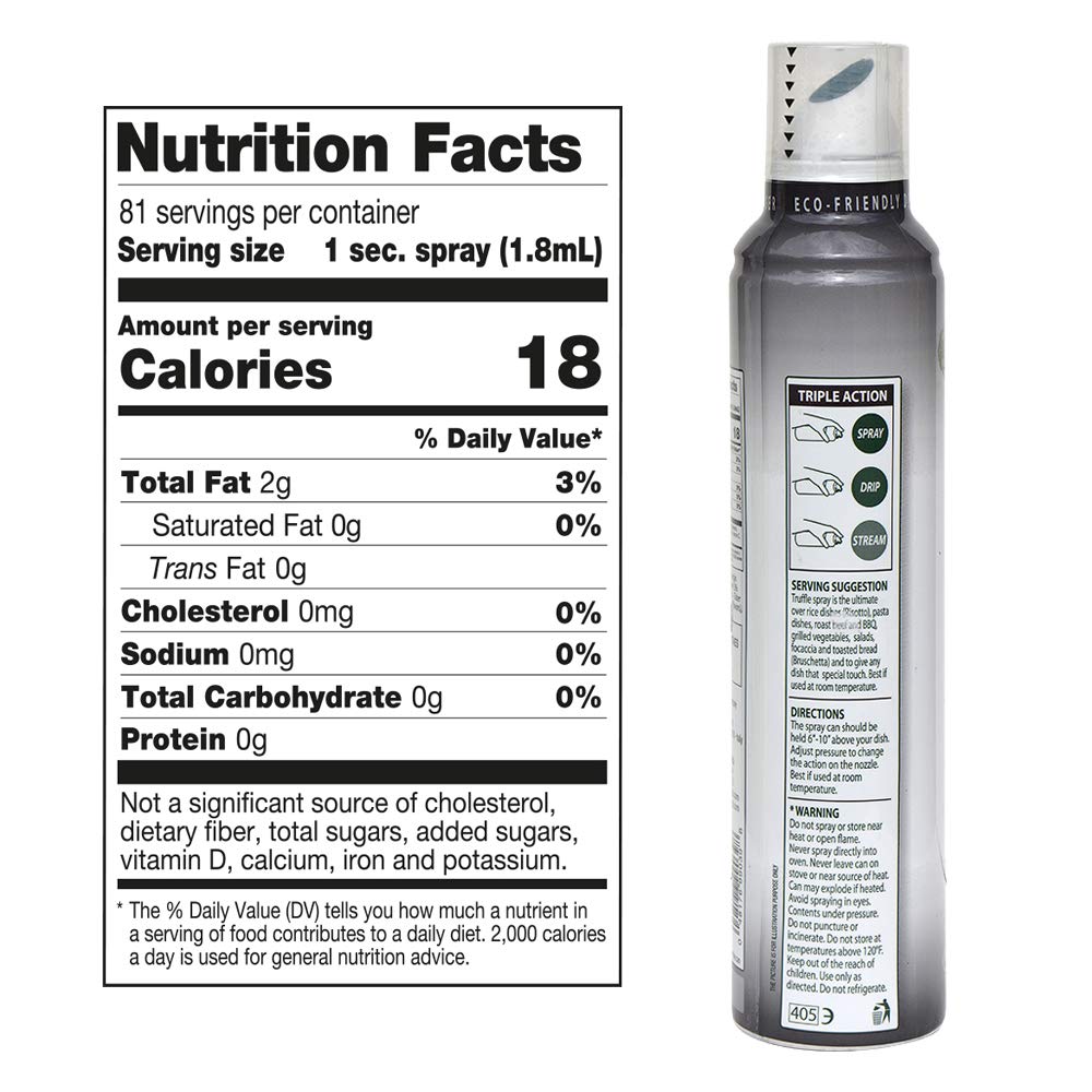 Mantova Extra Virgin Olive Oil Spray Truffle Flavored 8 oz. Spray Bottle - Manage Oil Amount - Great For Salads & Cooking