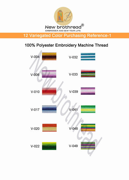 New brothread 12 Colors Variegated Polyester Embroidery Machine Thread Kit 500M (550Y) Compatible with Brother Janome Babylock Singer Pfaff Bernina Husqvaran Embroidery/Sewing Machines-Assortment1