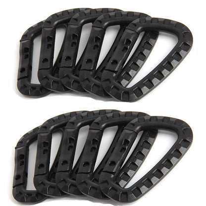 Nxtop Tactical Carabiner Keychain - 10 Pack Hard Polymer Carabiners D Rings Light Weight Spring Snap Gear Clip Utility Hooks Backpack Hanging Buckle for Outdoor Travelling Camping Hiking Fishing Black