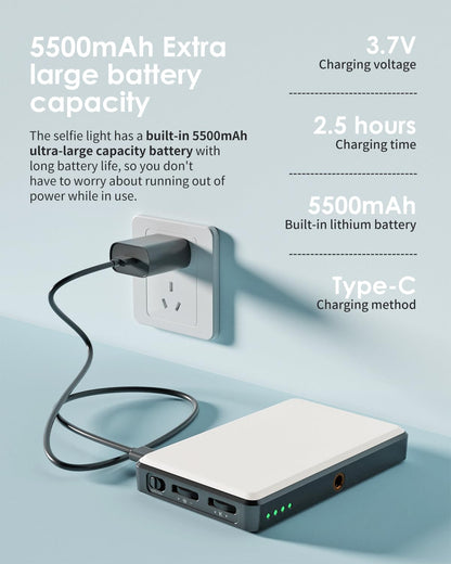 150 LED Phone Light, Selfie Light for iPhone/Phone/iPad/Camera, 5500Mah Rechargeable Portable Lights, 3 Lighting Adjustment Modes, Selfie Lights for Photography/TikTok/Vlog/Video