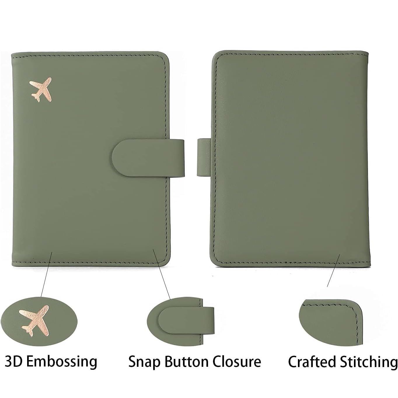 Melsbrinna Premium Leather Passport Holder Covers Case, Waterproof Rfid Blocking Travel Wallet Passport Holder with Pen Holder, Cute Passport Book for Women/Men (Moss green)