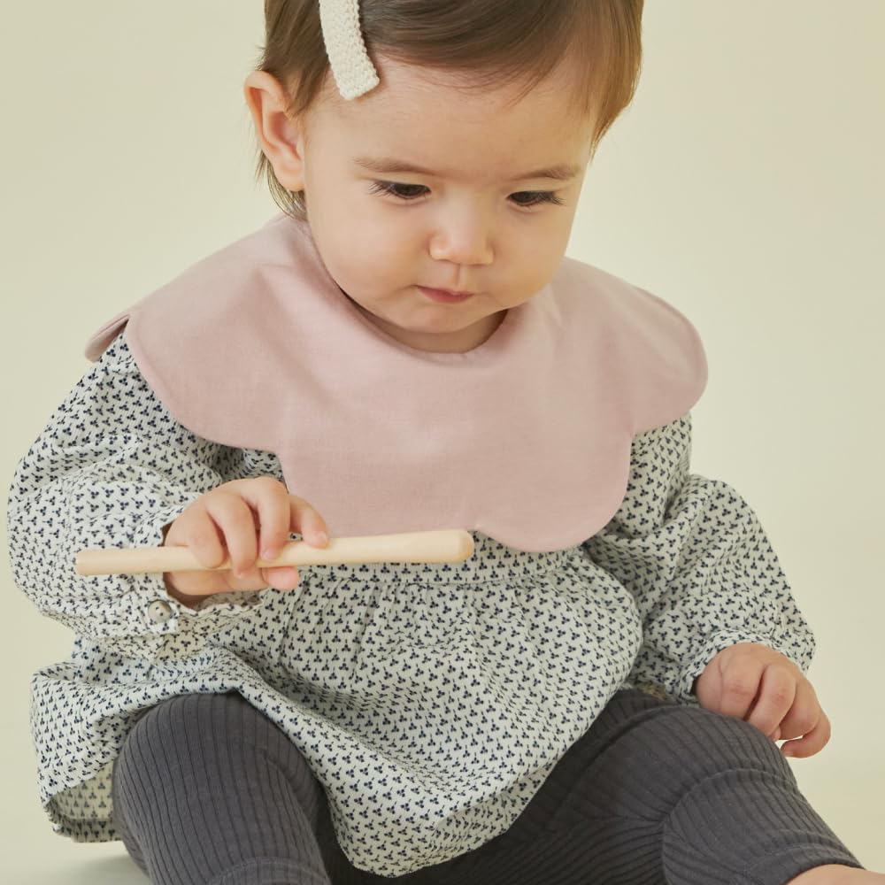 Konny Baby Bibs 5-Pack, 360 ° Rotate, Soft and Absorbent Bandana for Drooling and Teething Newborn Boys Girls Baby Essentials (Set 4 - Mint, Pink, Beige, Wine Dot, Creamy Gingham)