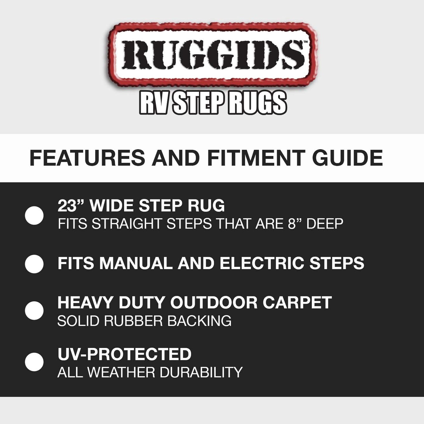 Prest-O-Fit 2-0420 Ruggids RV Step Rug Black Granite 23 In. Wide 19 - Inch X 23 - Inch