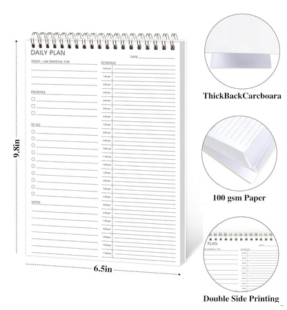 24 Hour Daily Planner - Daily To Do List for Work & Personal Life, Productivity Planner, Everyday Planner, Daily Schedule, 6.5 x 9.8