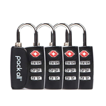 pack all TSA Approved Luggage Lock, Inspection Indicator, Alloy Body, 3 Digit Combination Padlocks, Travel Lock for Suitcases & Bag, Travel Accessories (4 Pack)