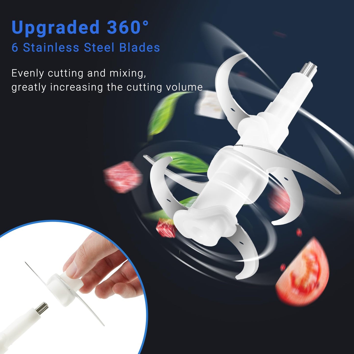 AMZCHEF Powerful Food Chopper Electric with S/S Bowl (12 Cup) & 2 Speed Modes, Electric Food Processor with 6 Sharp Blades Meat Grinder Vegetable Chopper for Family & Baby Use,500W