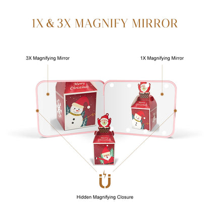 Kakuje Compact Mirror, 1X/3X Magnification LED Pocket Mirror with Nternal BIattery, Mini Mirror for Purse, Pocket,Travel and Present (Pink)