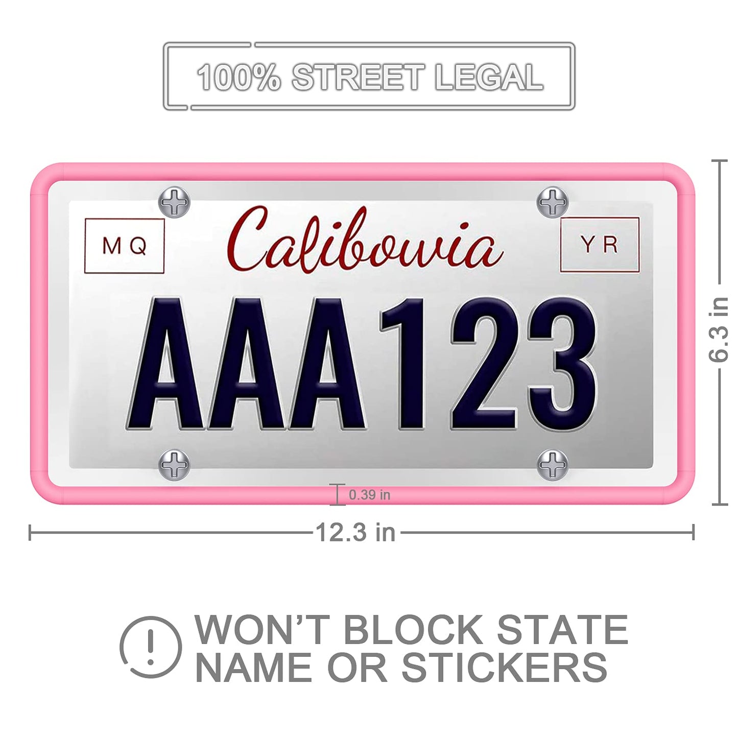 QiqaMole 2 Pack Silicone Frame Front Back License Plate Cover/ Bracket Holder Rust-Proof, Rattle-Proof, Weather-Proof, for US CA Standard Cars (Light Green)