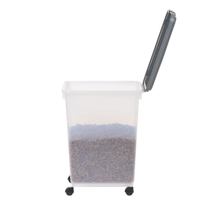 Amazon Basics Airtight Dog Food Storage Container with Scoop and Wheels, 69 QT, Gray