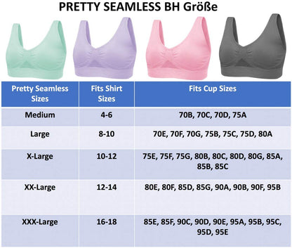 4-Pack Women's Seamless Wireless Cooling Unpadded Comfort Bra (Blue Glass, Lady Pink, Purple Heather, Neutral Gray, X-Large)