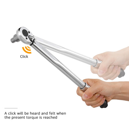 Amazon Basics 3/8-inch Drive Click Torque Wrench - 15-80 ft.-lb, 20.4-108.5 Nm