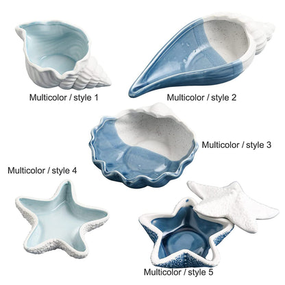 Linfye Starfish Jewelry Dish Tray - Ceramic Ring and Trinket Holder - Ocean Style Table Decoration for Earrings and Candy Storage