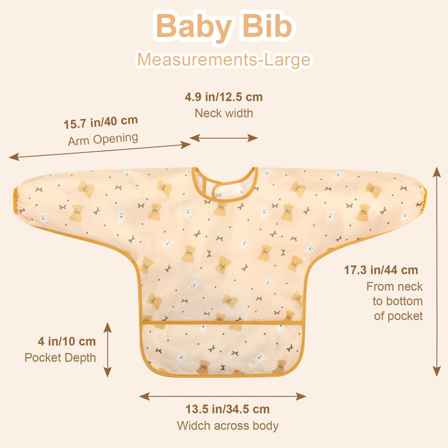 Accmor 5 Pack Long Sleeve Bibs, Baby Smock Waterproof Sleeved Bib Smock for Baby Toddler 6-24 Months