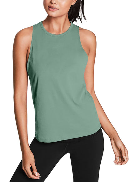 Mippo Workout Tops for Women Open Back Yoga Tops Athletic Tank Exercise Shirt Muscle Tank Gym Workout Clothes Gray Green XS