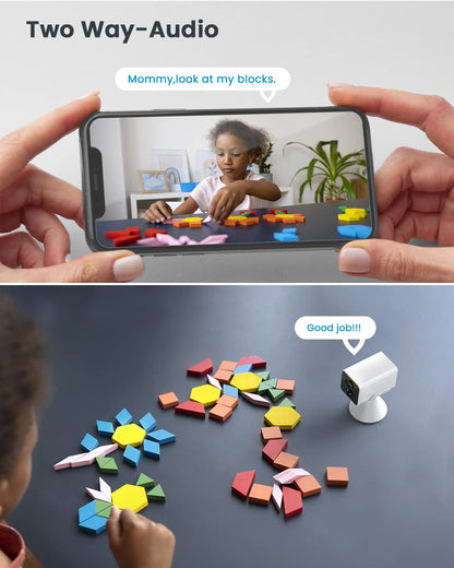 ieGeek Wireless Indoor Cameras for Home Security, Mini Battery WiFi Camera Indoor 1080P, 2-Way Audio, Motion Sensor Alarm, Phone APP, for House/Baby Monitor/Pet Camera,Compatible with Alexa, 2 Pack