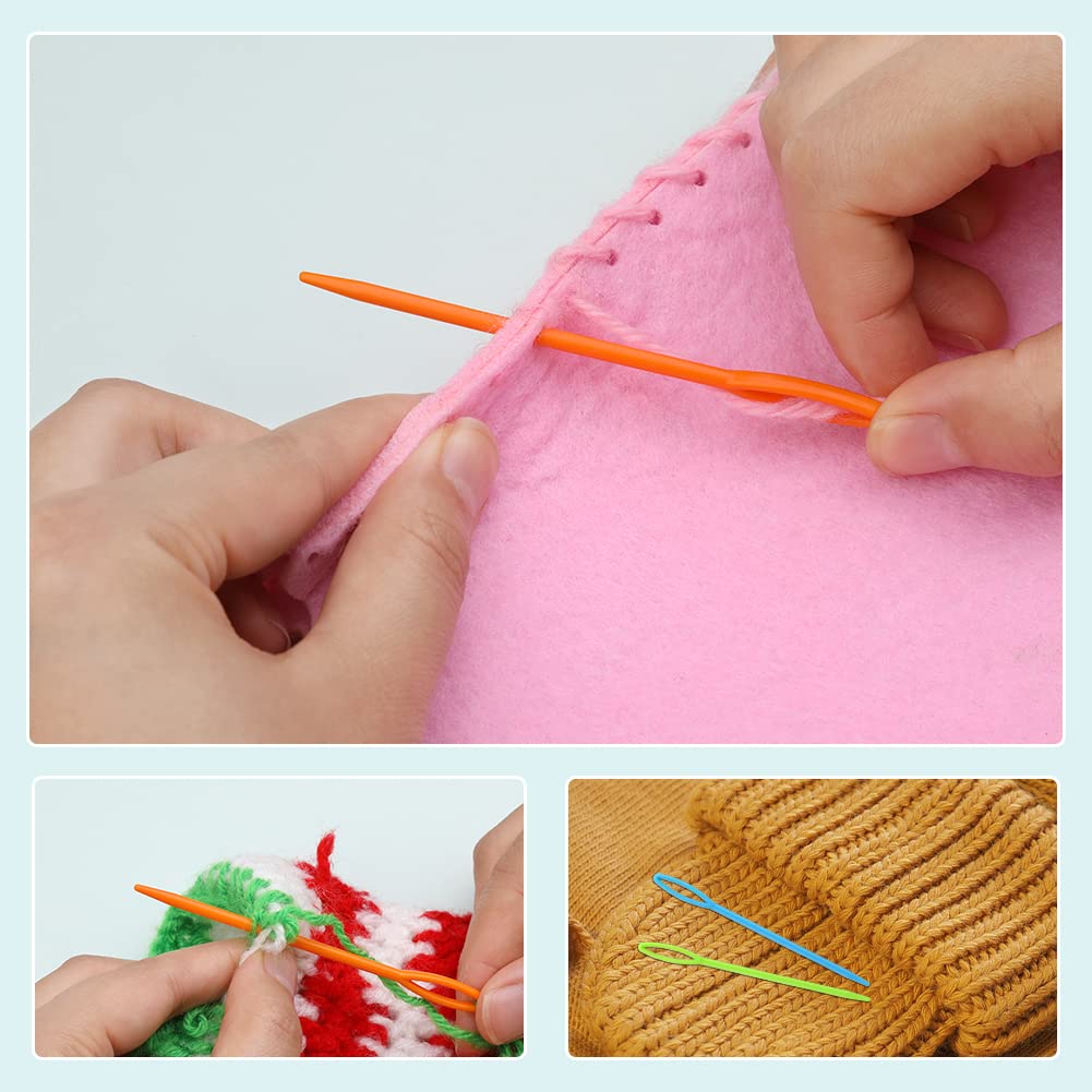 LUNARM 50PCS Plastic Needles for Yarn, 9cm/3.54inch Large Eye Plastic Yarn Sewing Needles for Canvas Craft Embroidery, DIY Sewing Handmade