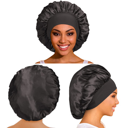 3 Pack Satin Bonnet Silk Hair Bonnet for Sleeping, Sleep Bonnets for Women Large Wide Soft Band Sleep Cap for Curly Hair Braids