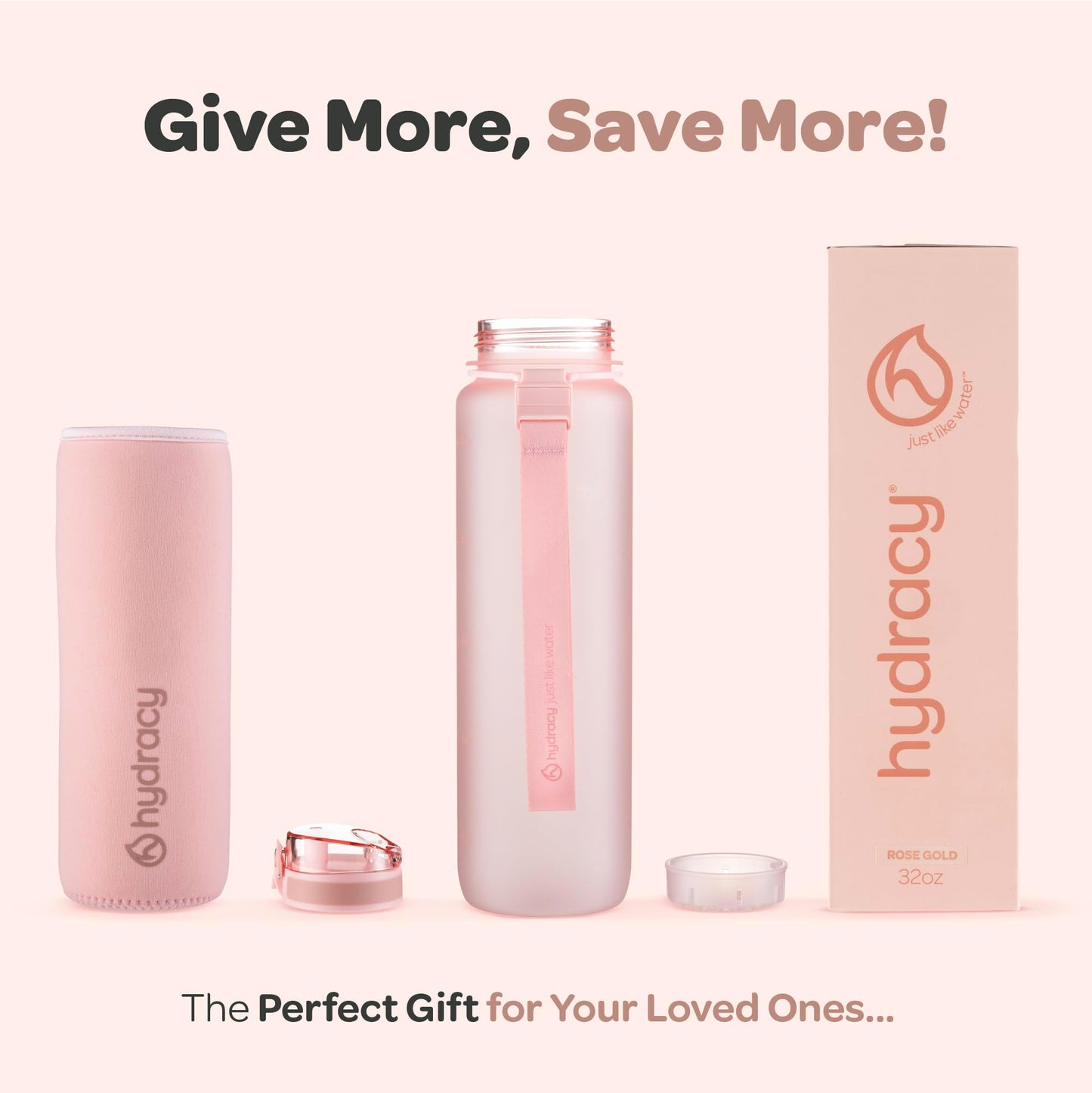 Hydracy Water Bottle with Time Marker -Large 32oz BPA Free & No Sweat Sleeve -Leak Proof Gym Bottle with Fruit Infuser Strainer & Times to Drink -Ideal for Fitness Sports & Outdoors