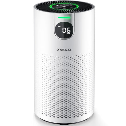 Air Purifiers for Home Large Room Covers up to 1800Ft², VisionAir 20dB Sleep Mode for Bedroom, with Real-Time AQI & PM2.5 Display, 360°Intake&Outlet Air Cleaner Pet-Friendly HEPA, HAP606, White