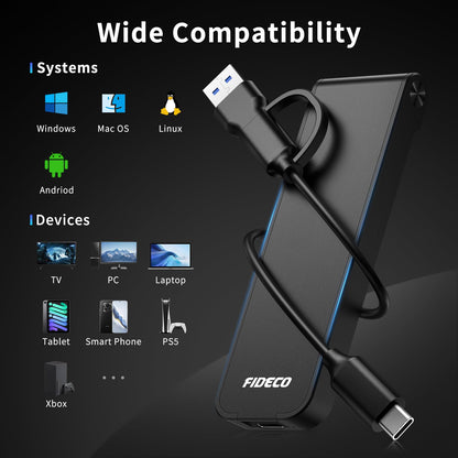 FIDECO M.2 NVMe SSD Enclosure, M.2 NVMe to USB Adapter, USB 3.2 Gen 2 (10Gbps) SSD Reader for M & M+B Key, Sandwich Style Design, Tool-Free Installation, Support UASP and Trim