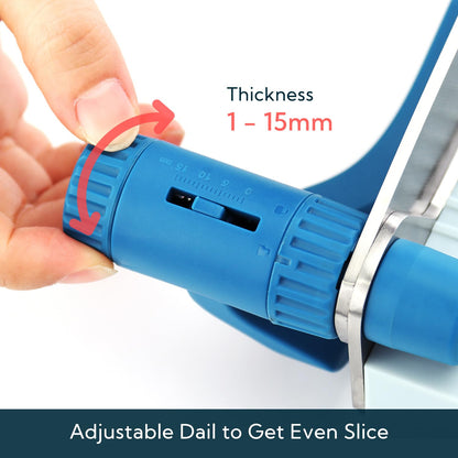 KITCHENDAO Multipurpose Cheese Slicer Cutter with Board for Arthritic and Weak Hands, Adjustable Thickness Dial for Block Cheese, Effortless Slicing, Guillotine Sausage Ham Biltong Jerky Slicer