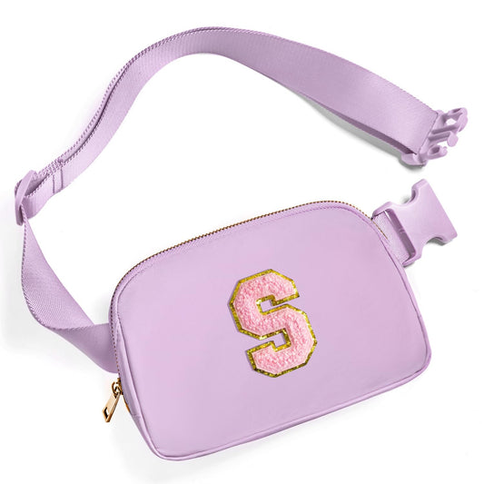 Gitus Initial Belt Bag Fanny Pack Crossbody Bag for Girls Birthday Gifts Age 8-10 Teen Girl Gifts Trend Stuff Personalized Letter Gifts for Daughter Sister (Lavender-S)