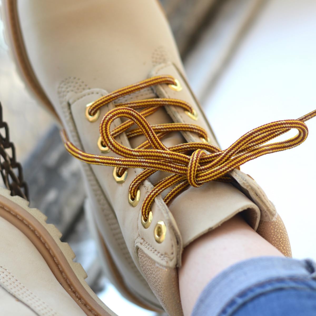 Mercury + Maia Honey Badger Boot Laces, USA Made Indestructible Shoelaces, Round Heavy Duty Bootlaces for Work & Hiking, Gold, 54 in (1p)